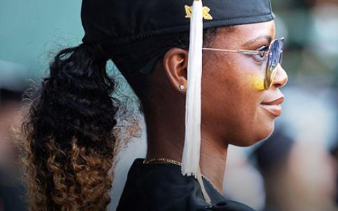 Female graduate looking forward
