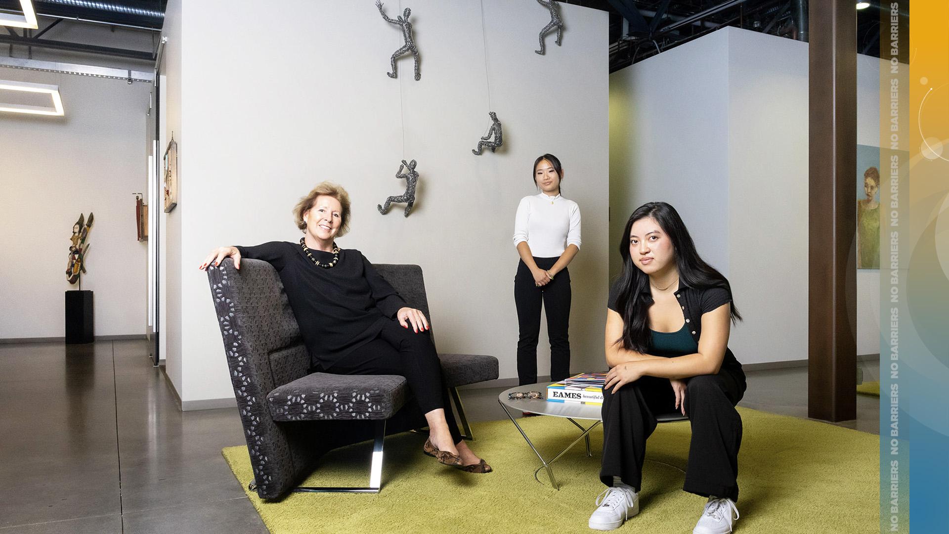 Founder Linda Gunn and two students