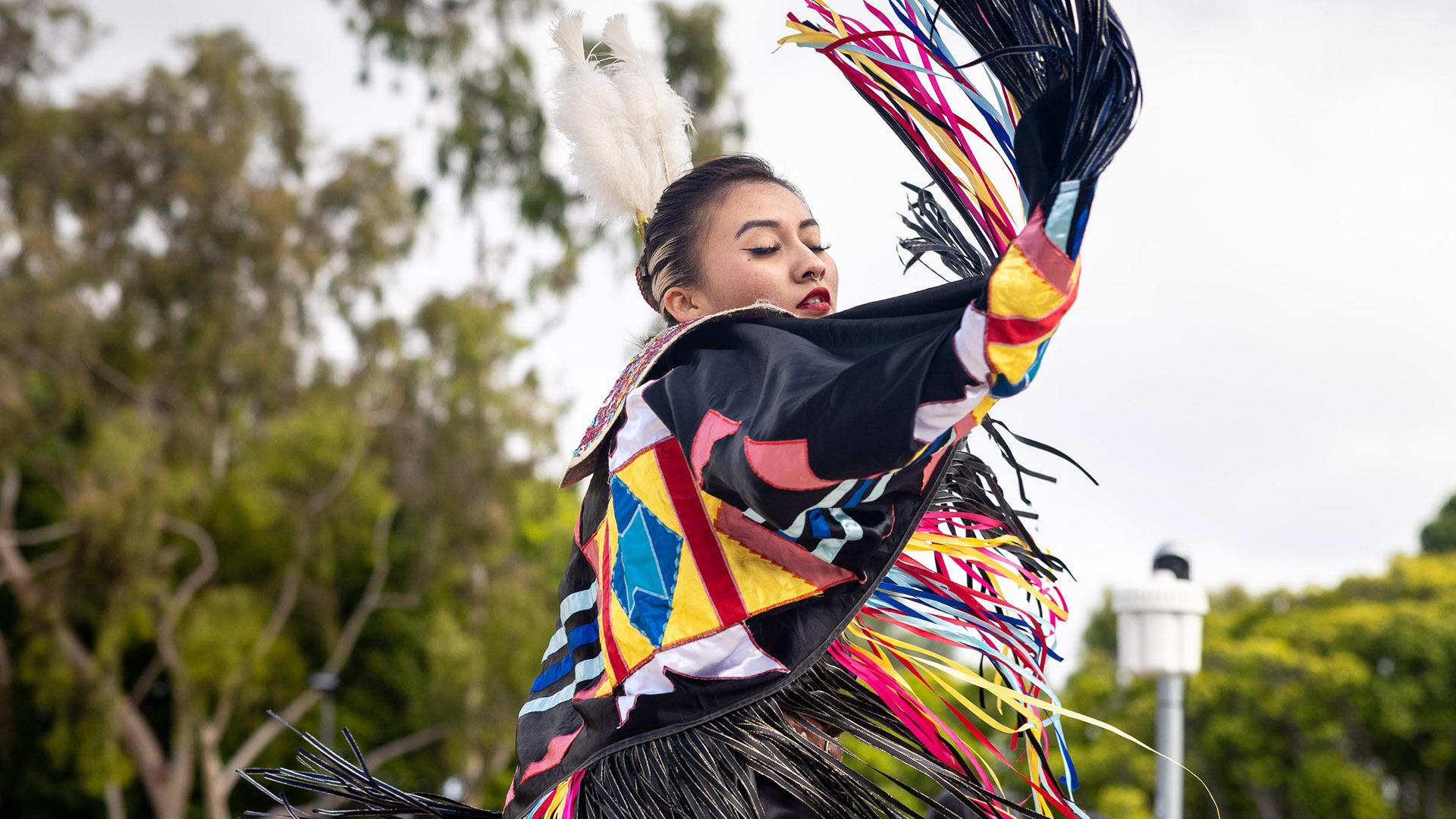 Native American woman dancing