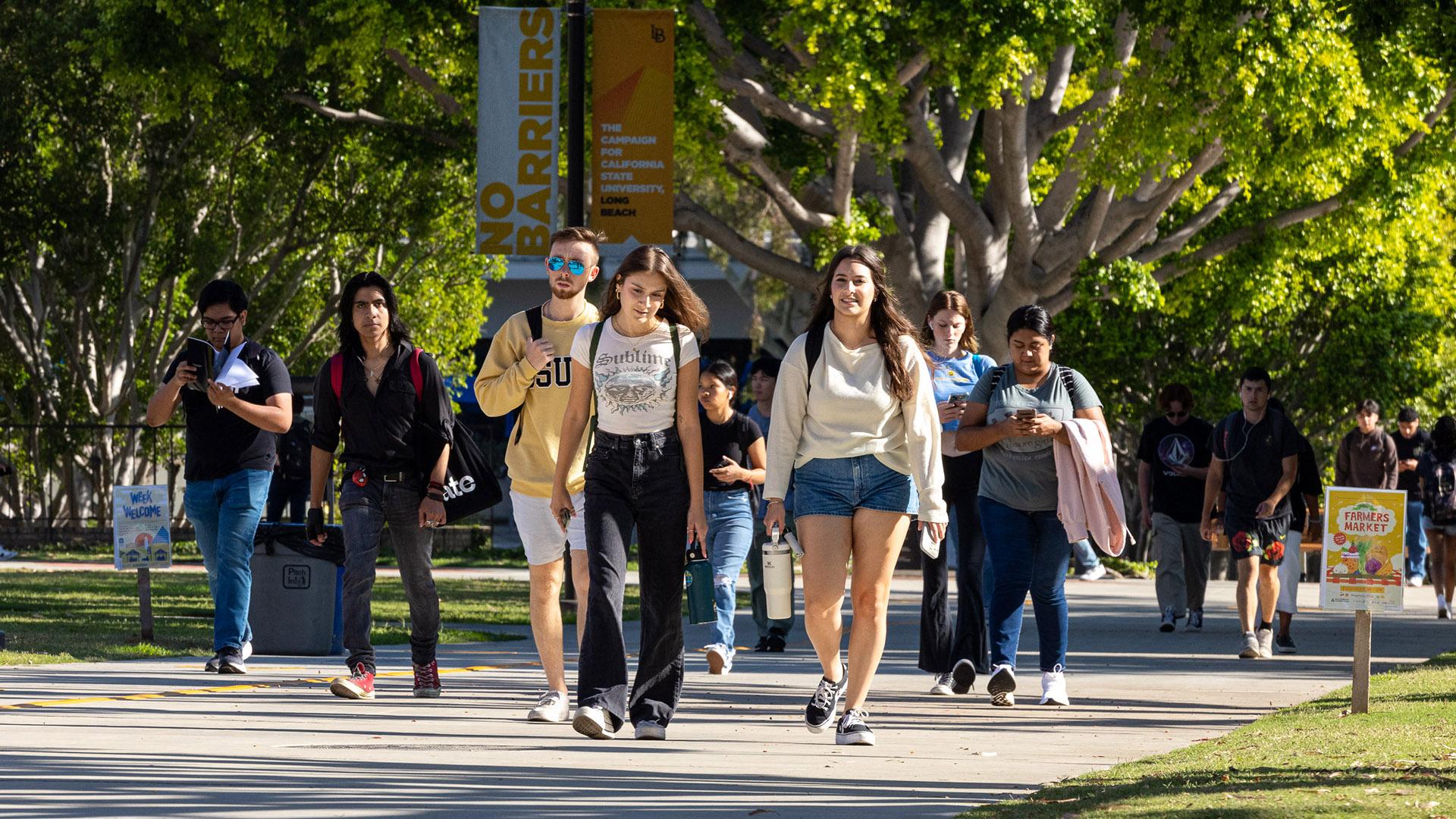 Students walking on campus