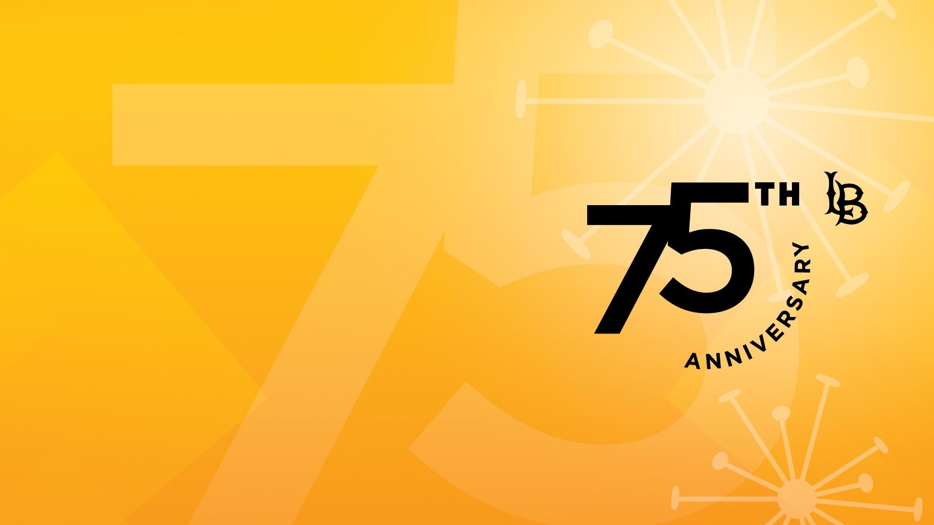 CSULB's 75th Anniversary Logo on gold background. CSULB's 75th Anniversary Logo on gold background.