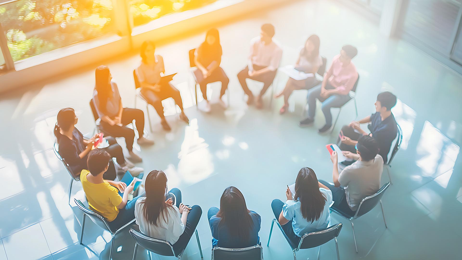 Teachers in a circle during Educators Summit