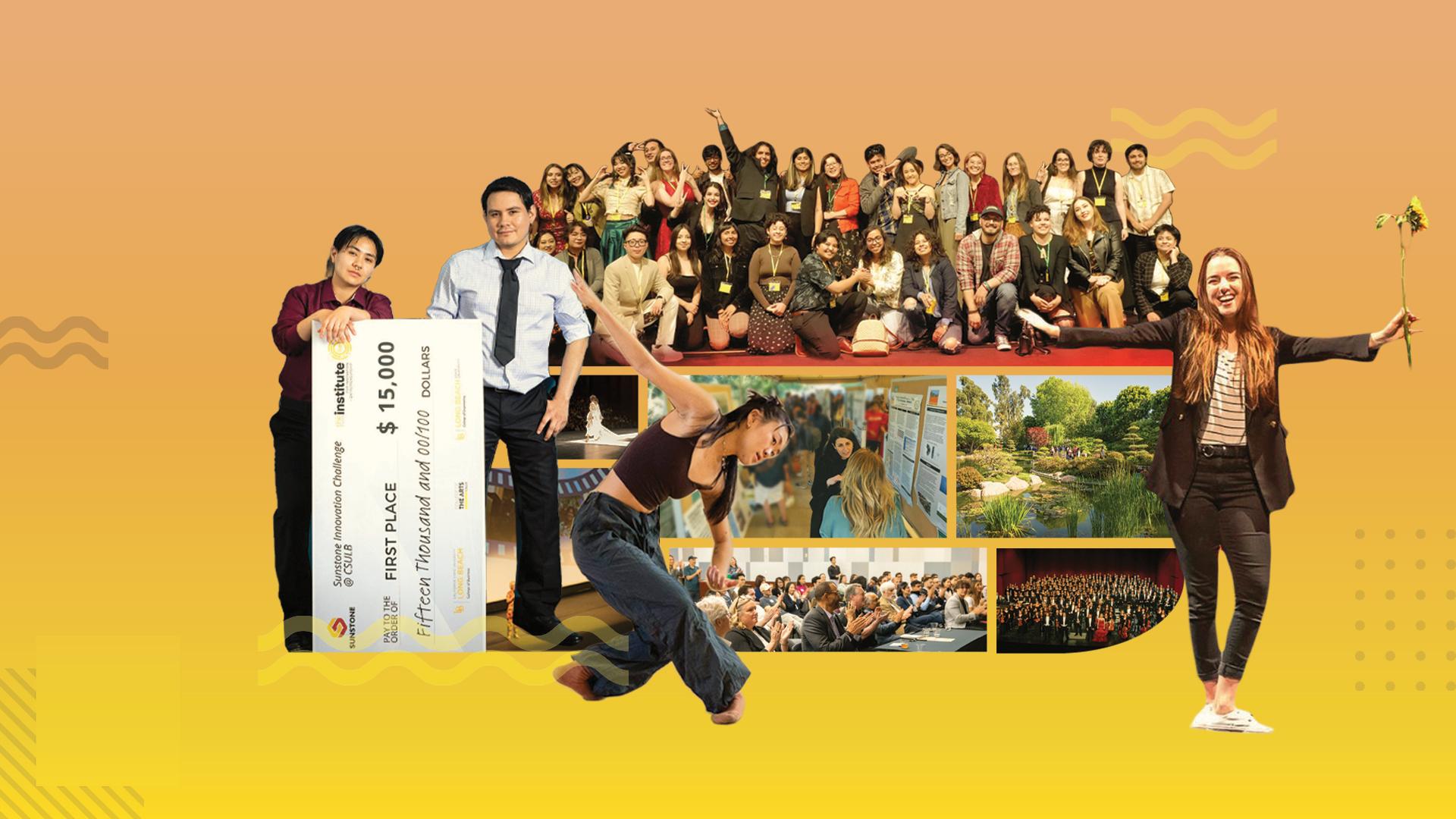 Collage of students at various showcases