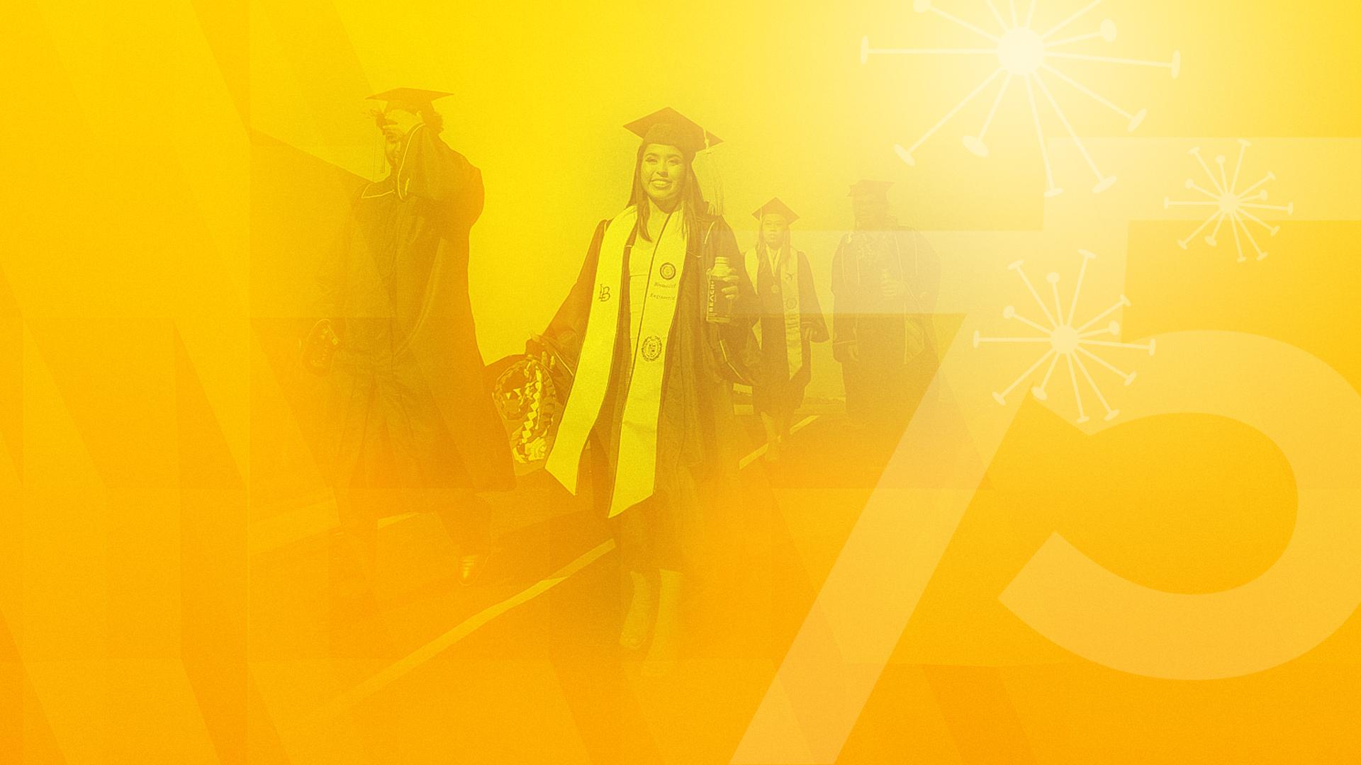 Students smiling during the commencement ceremony