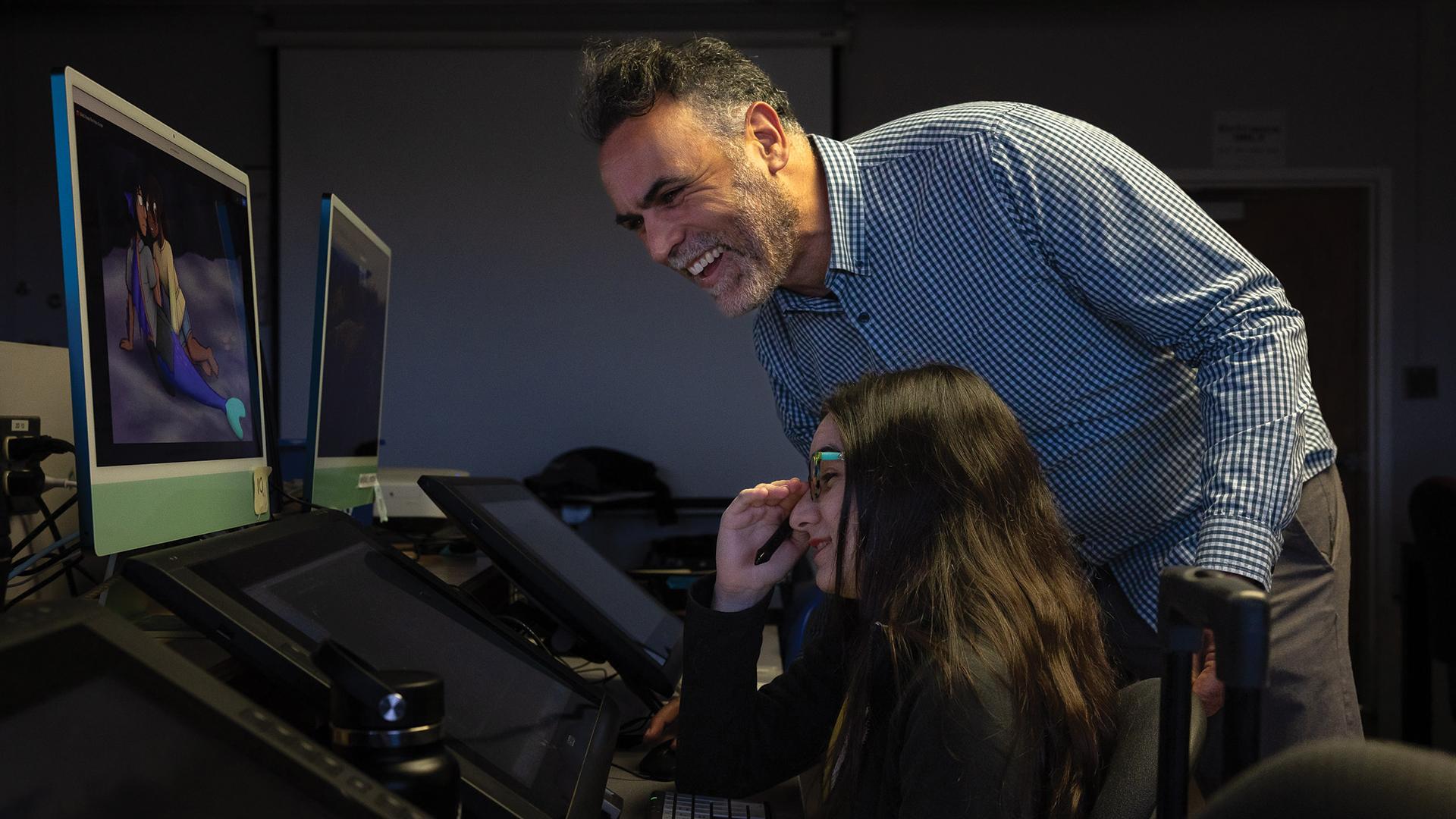 Professor Aubry Mintz and student Gianna Morreale
