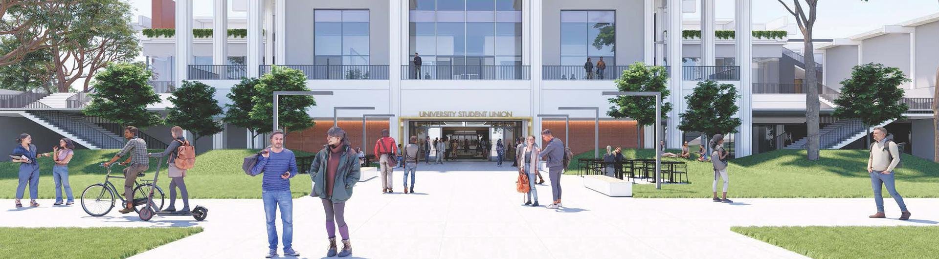 A rendering of the new University Student Union