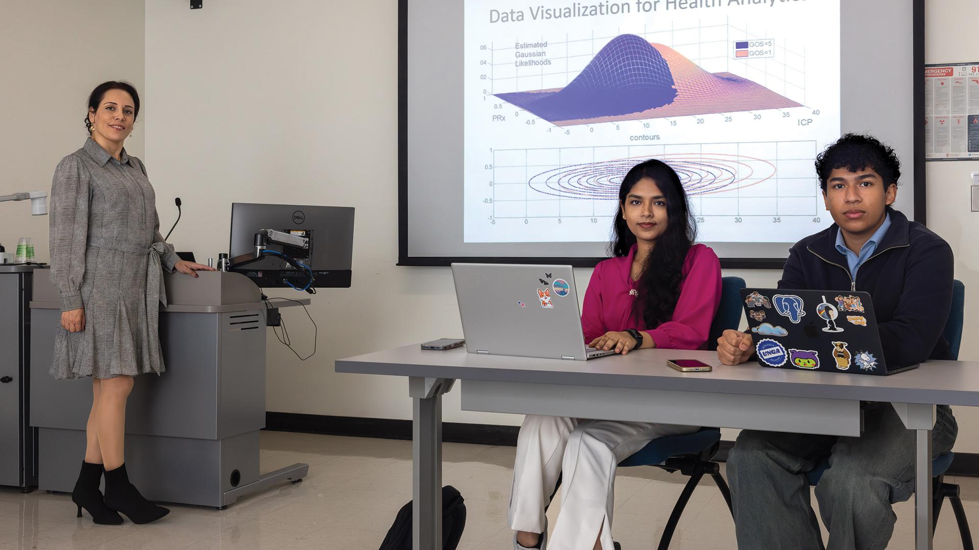 Professor Shadnaz Asgari and two students