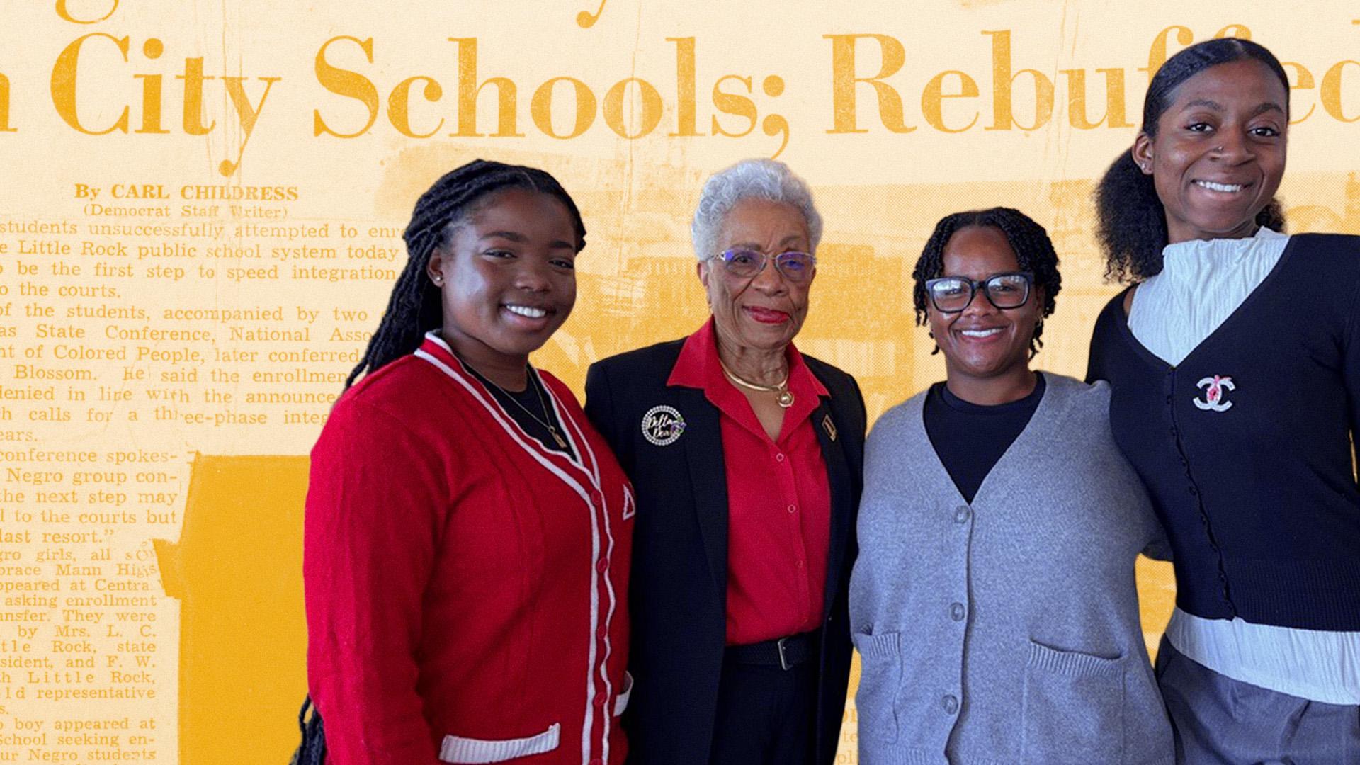 Patricia Newby, center, surrounded by CSULB Delta Sigma Theta Sorority, Inc. students