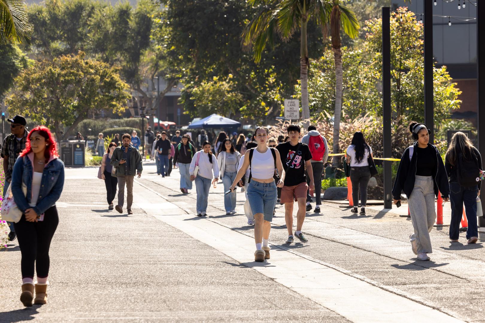 Students walking on the CSULB campus