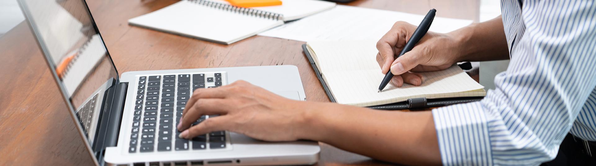 person using laptop