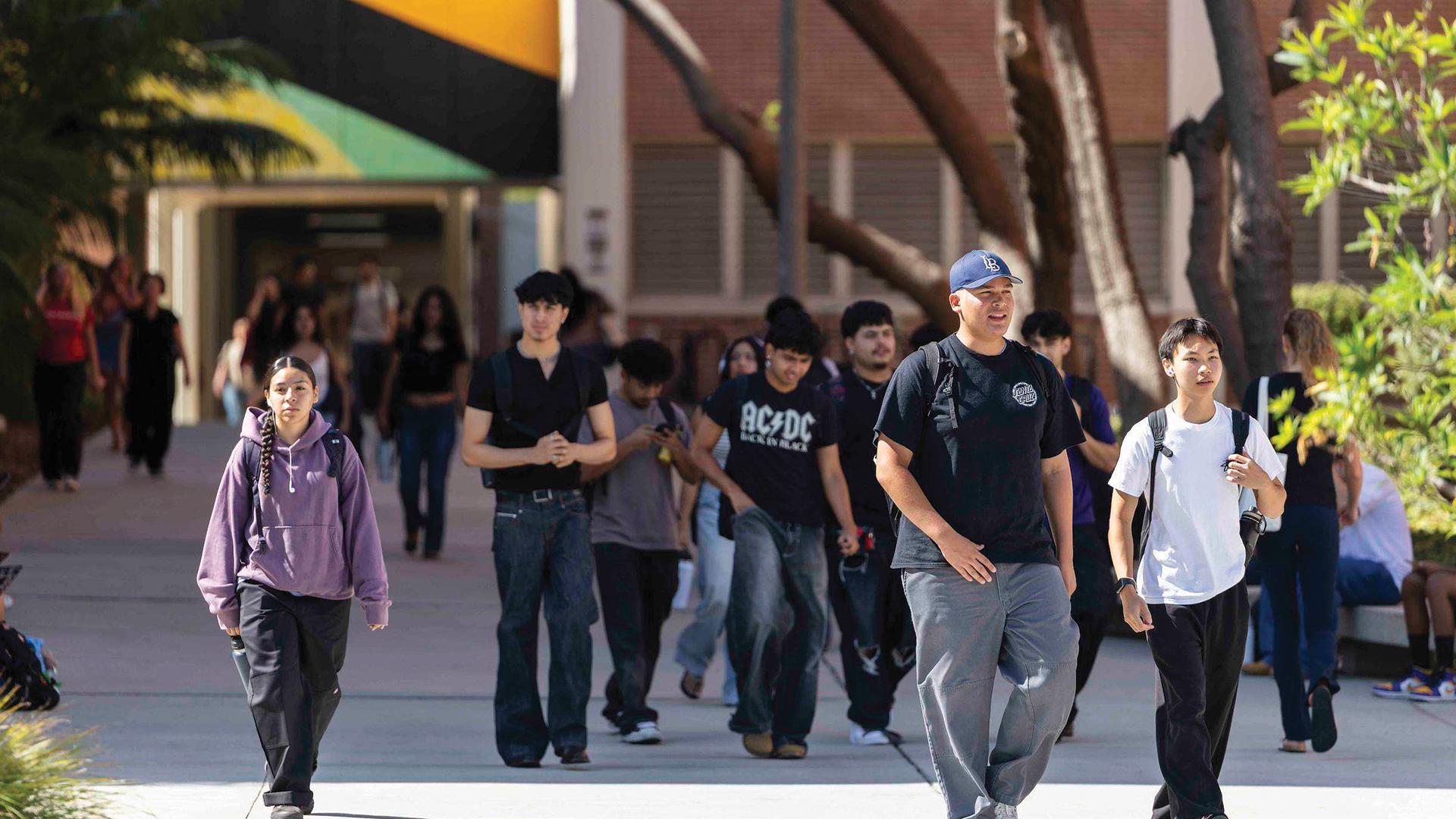 Students walking on campus