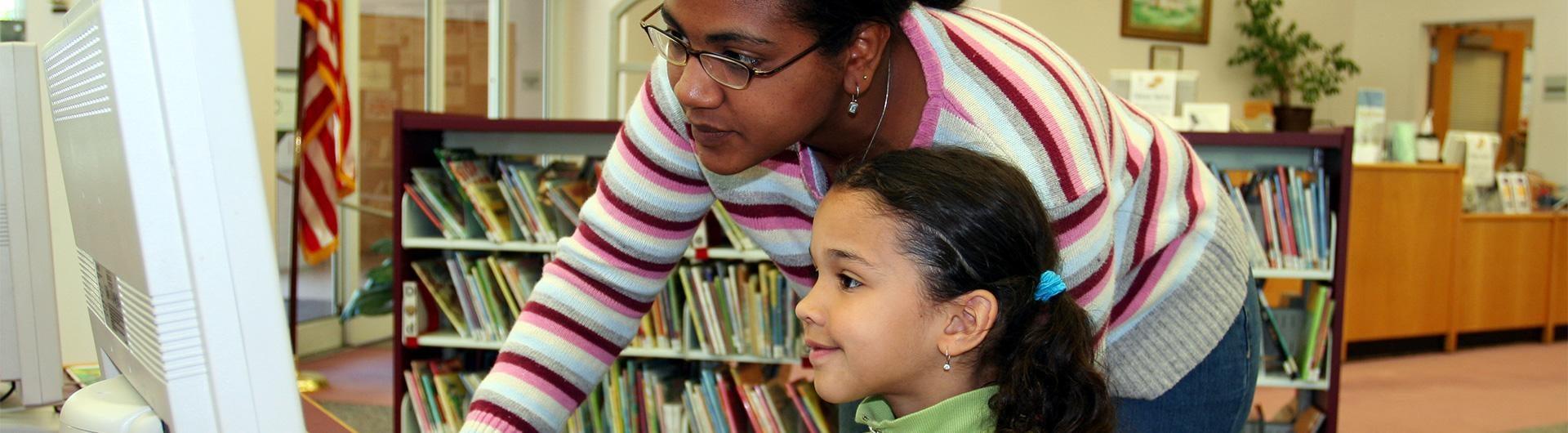 Decorative banner: school library and digital learning resources