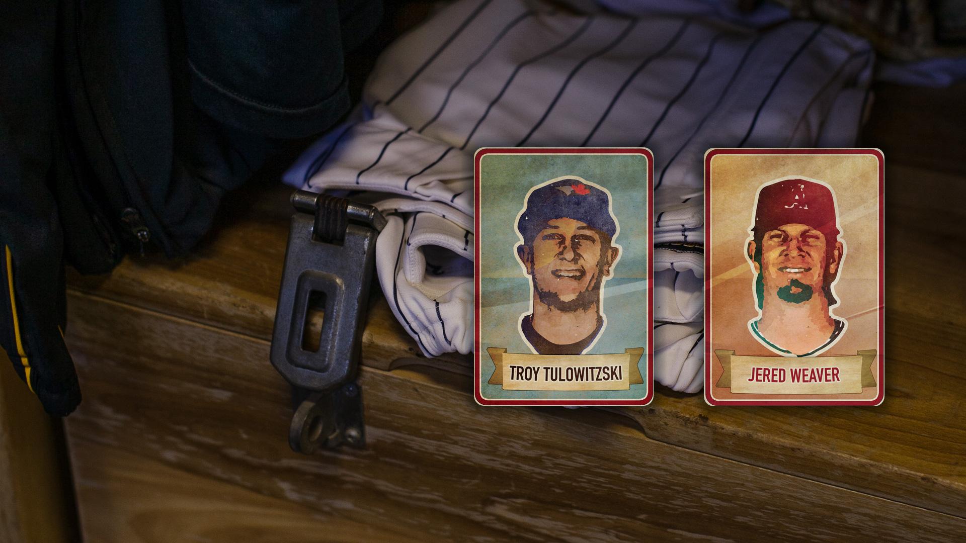 baseball cards of alums Troy Tulowitski and Jered Weaver