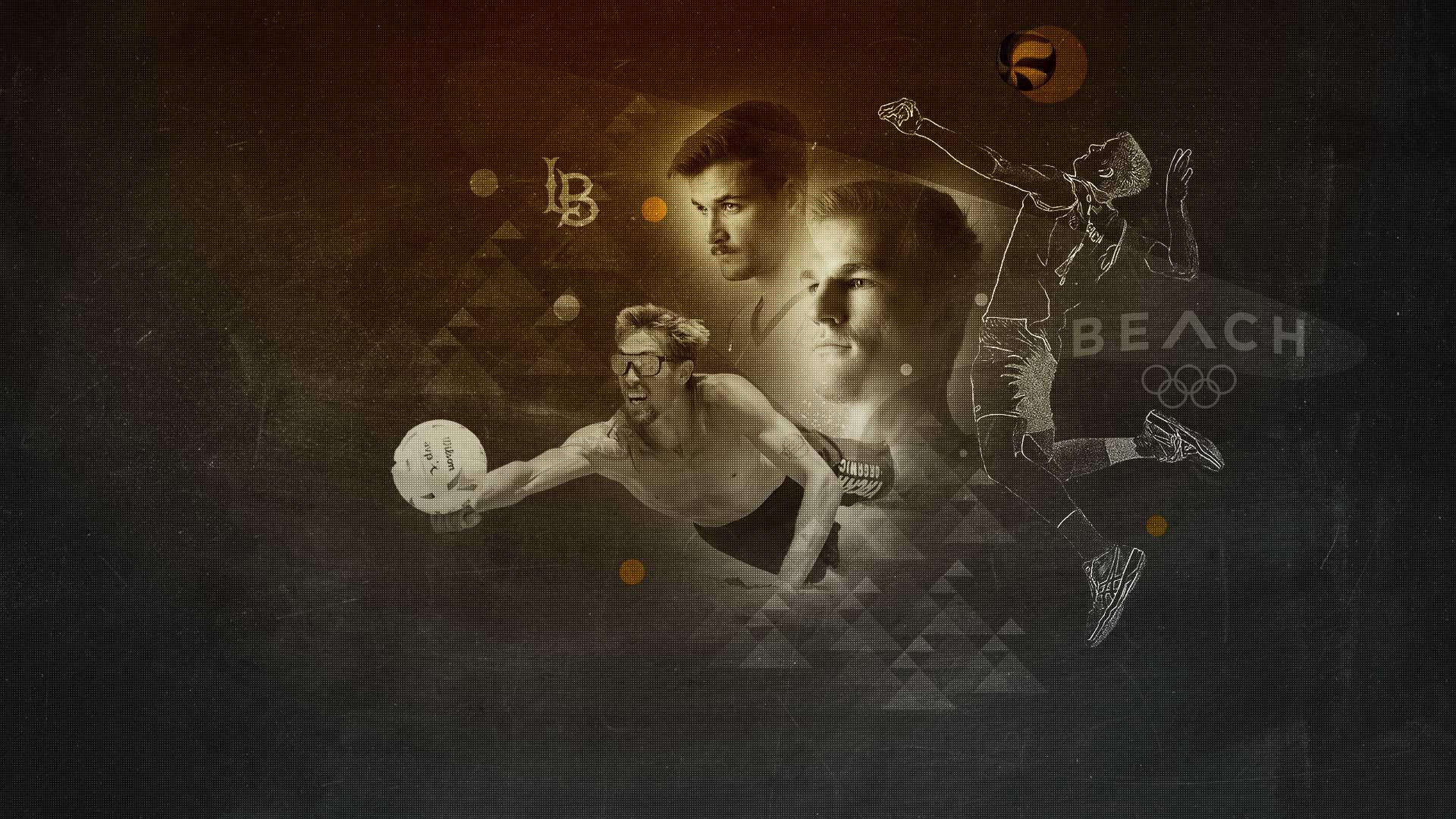 illustration of three Long Beach volleyball players