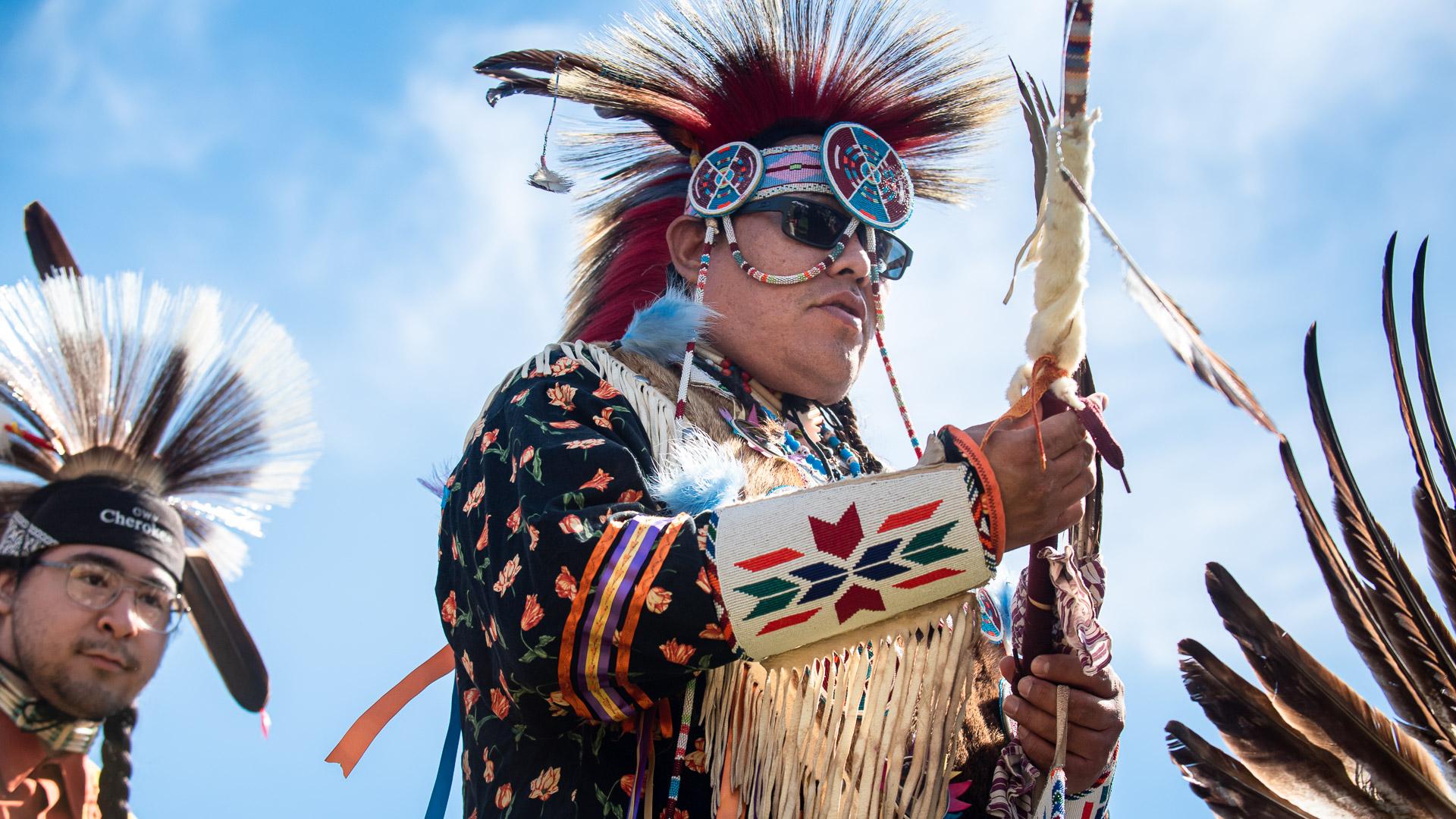Native American dancer with head dress
