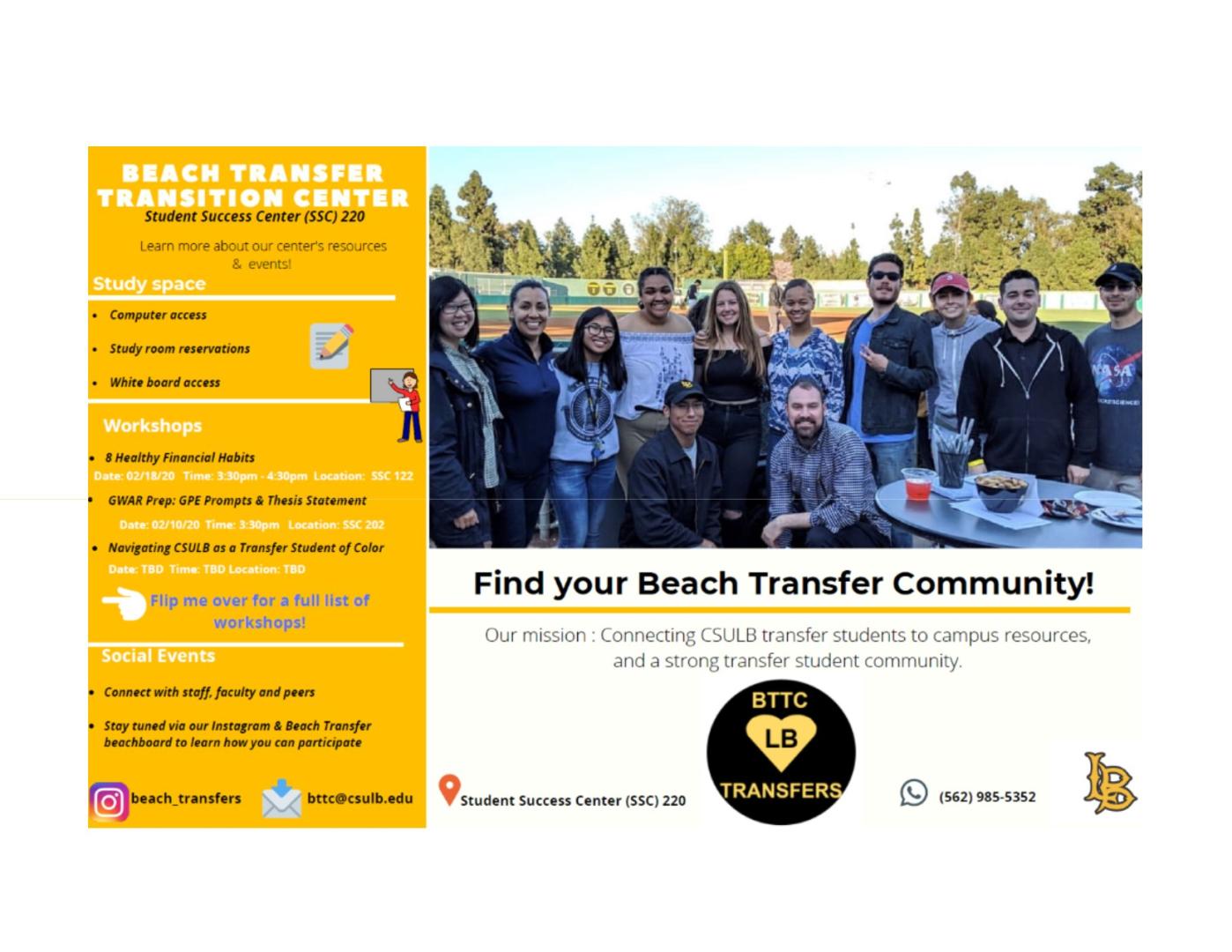 Beach Transfer Transition Center Spring 2020 Workshops - Slide 1