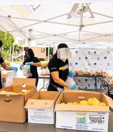 Basic Needs food bank with student assistants