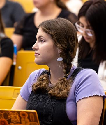 Student teacher listens in cllass