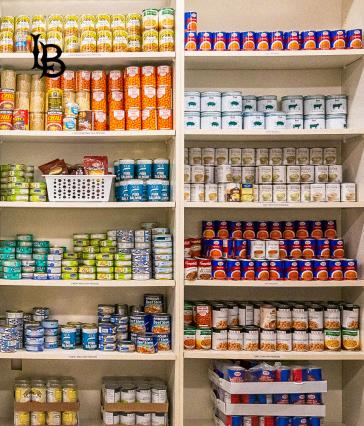 Shelves of canned goods