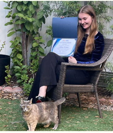 Student with award