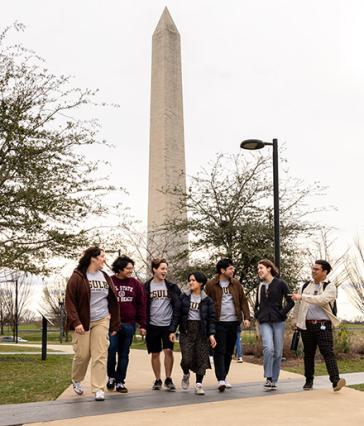 Wind Symphony students walking around Washington, D.C.
