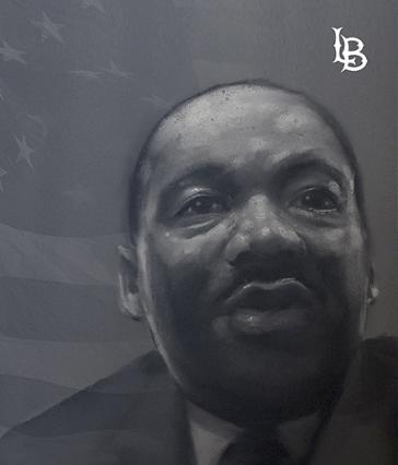 A photo illustration with a portrait of Martin Luther Kig Jr.