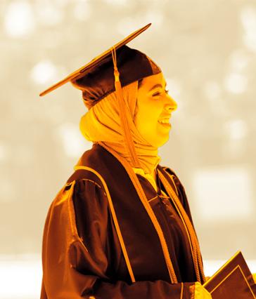 A graduate wearing regalia