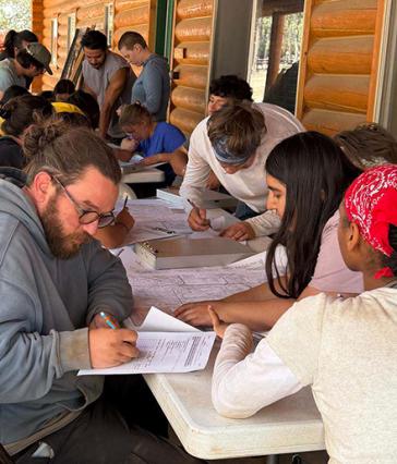 CSULB students learning to read topographic maps