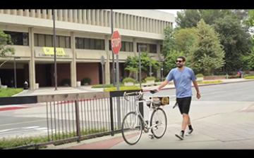 CSULB employee commutes to and from campus on his bike.