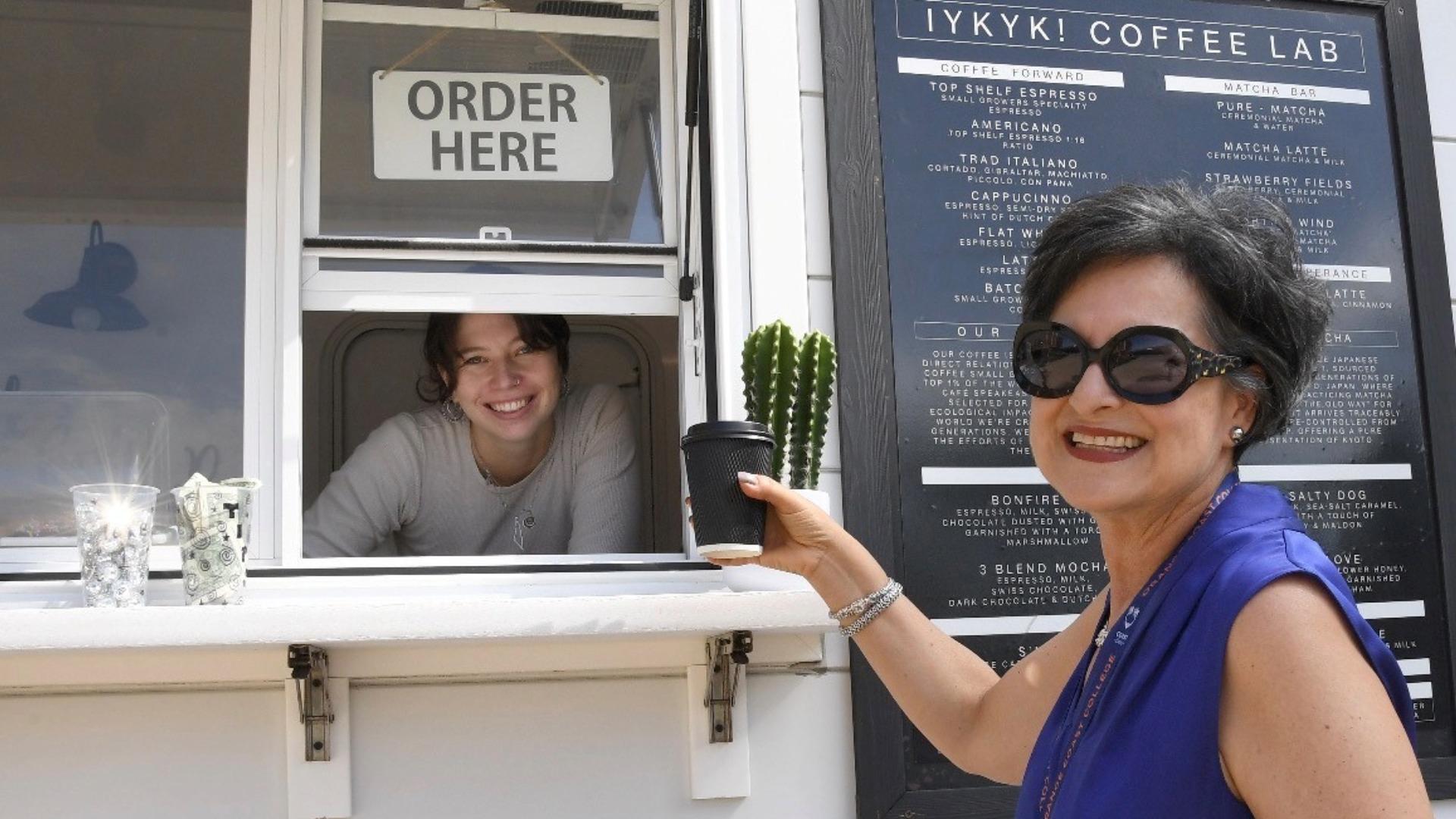 Angelica Suarez gets coffee on the OCC campus