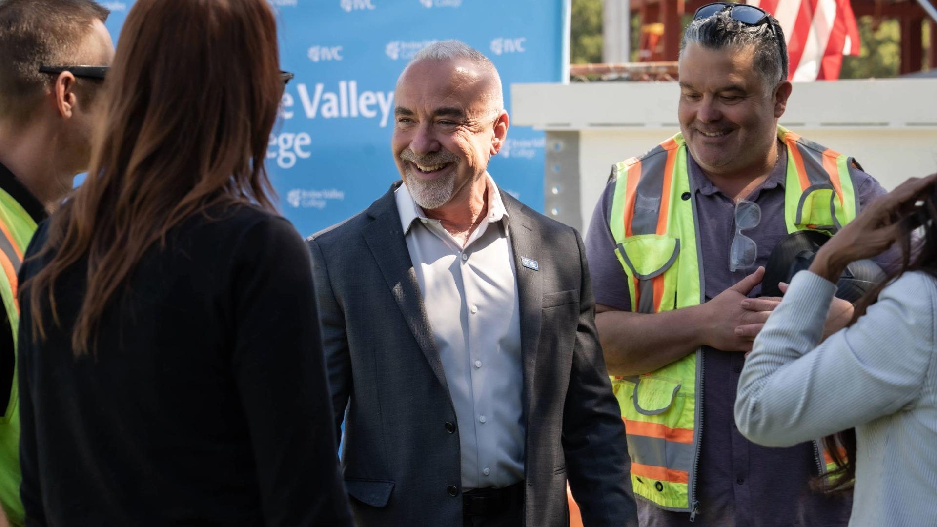 John Hernandez speaks to colleagues at Irvine Valley College