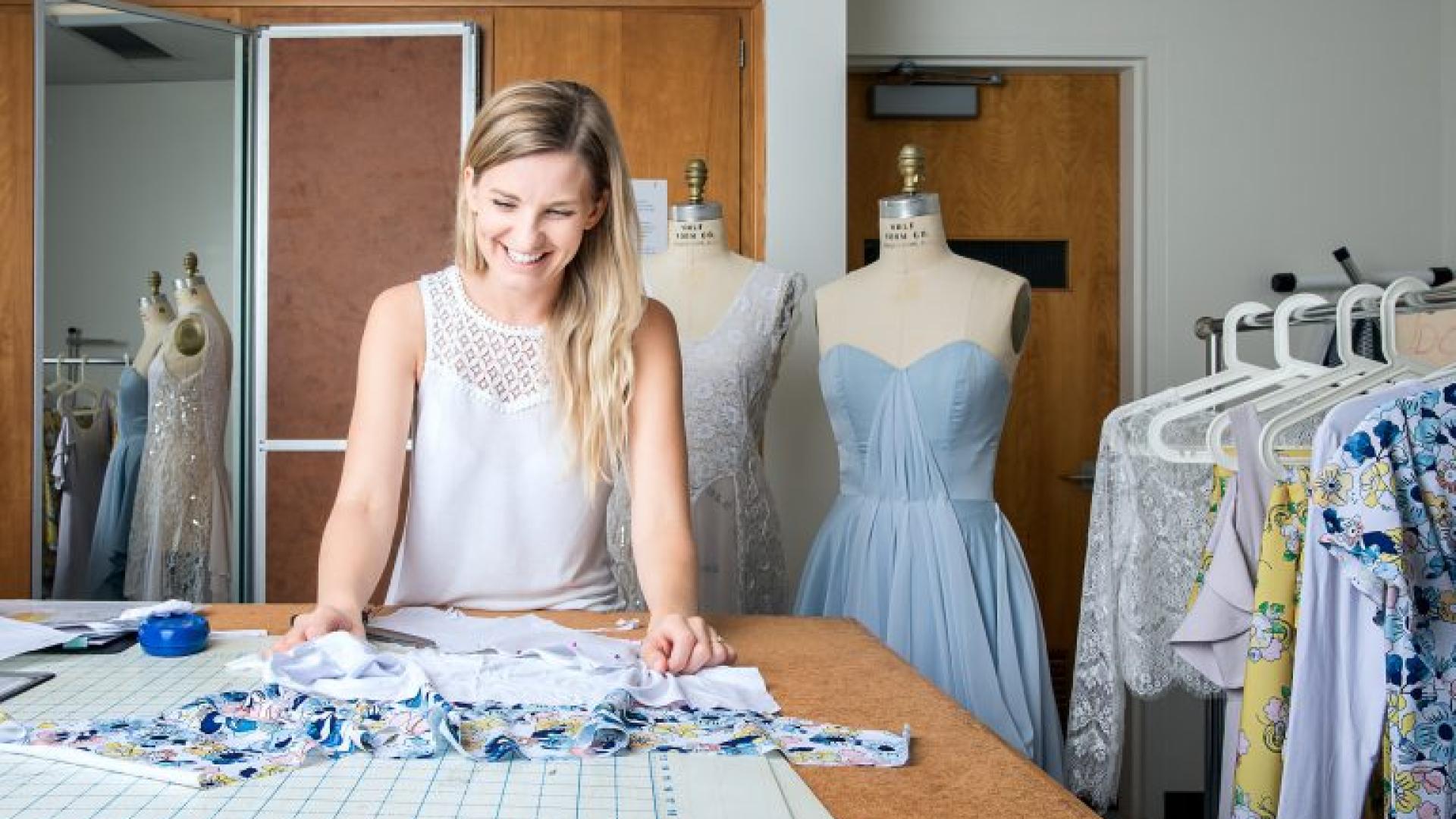 Sara Norrman’s penchant for bright colors and floral prints not only caught the eye of professors and judges, but head designers at a clothing line in Sweden. The company offered her a job after graduation.