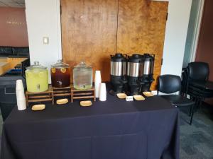 A table with a variety of beverage options