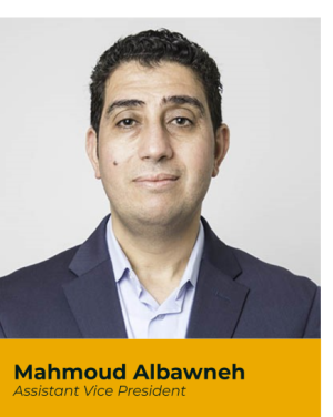Portrait of Mahmoud Albawaneh with Yellow Banner Underneath