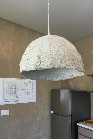 Hanging lamp made from paper clay Hanging lamp made from paper clay