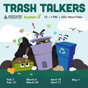 Trash Talkers flyer with trash cans