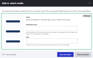 add or select media dialog