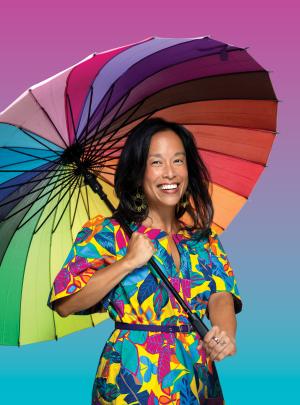 Elaine Bernal with umbrella