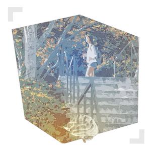 Student on campus illustration
