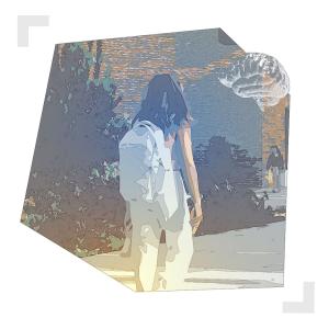 Student on campus illustration