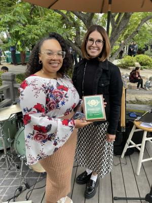 Maredythe receiving her award from Dr. Kim Kelly