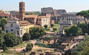 View of the Roman Forum in Italy