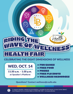 wave of wellness flyer with a wheel that has eight different colors