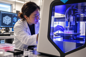 A girl doing experiment in lab