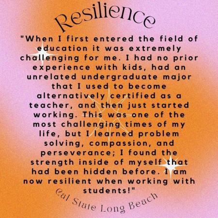 A social media post where a student speaks about resillience.