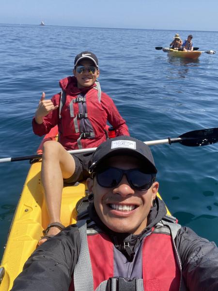 Recreation students kayaking