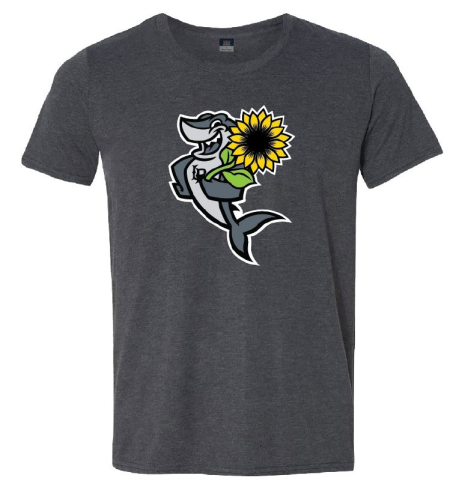 T shirt with Elbee the mascot holding a sunflower representing Hidden Disabilities. 