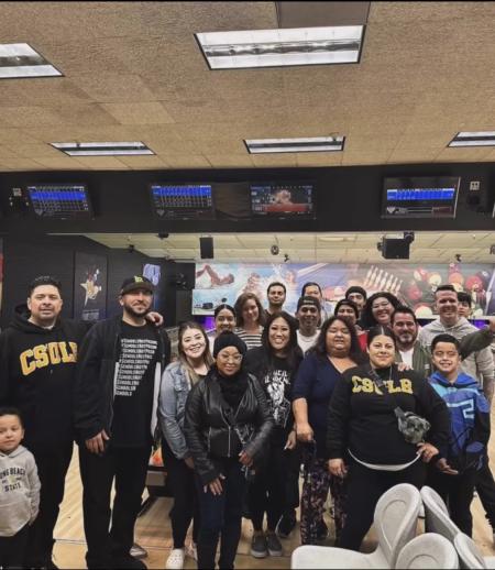 Picture captures Project Rebound members and staff at a bowling event hosted in the USU