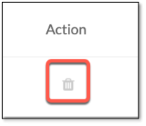 Action option with red outline around a trash can icon