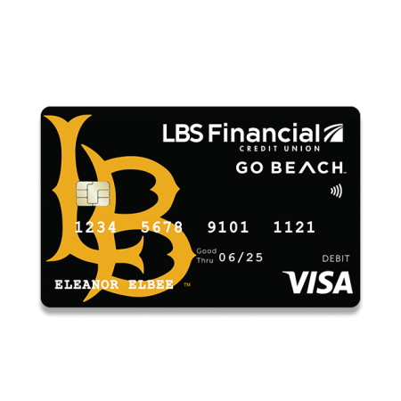 LBS Financial LBS Financial credit card with the LB logo from CSULB.